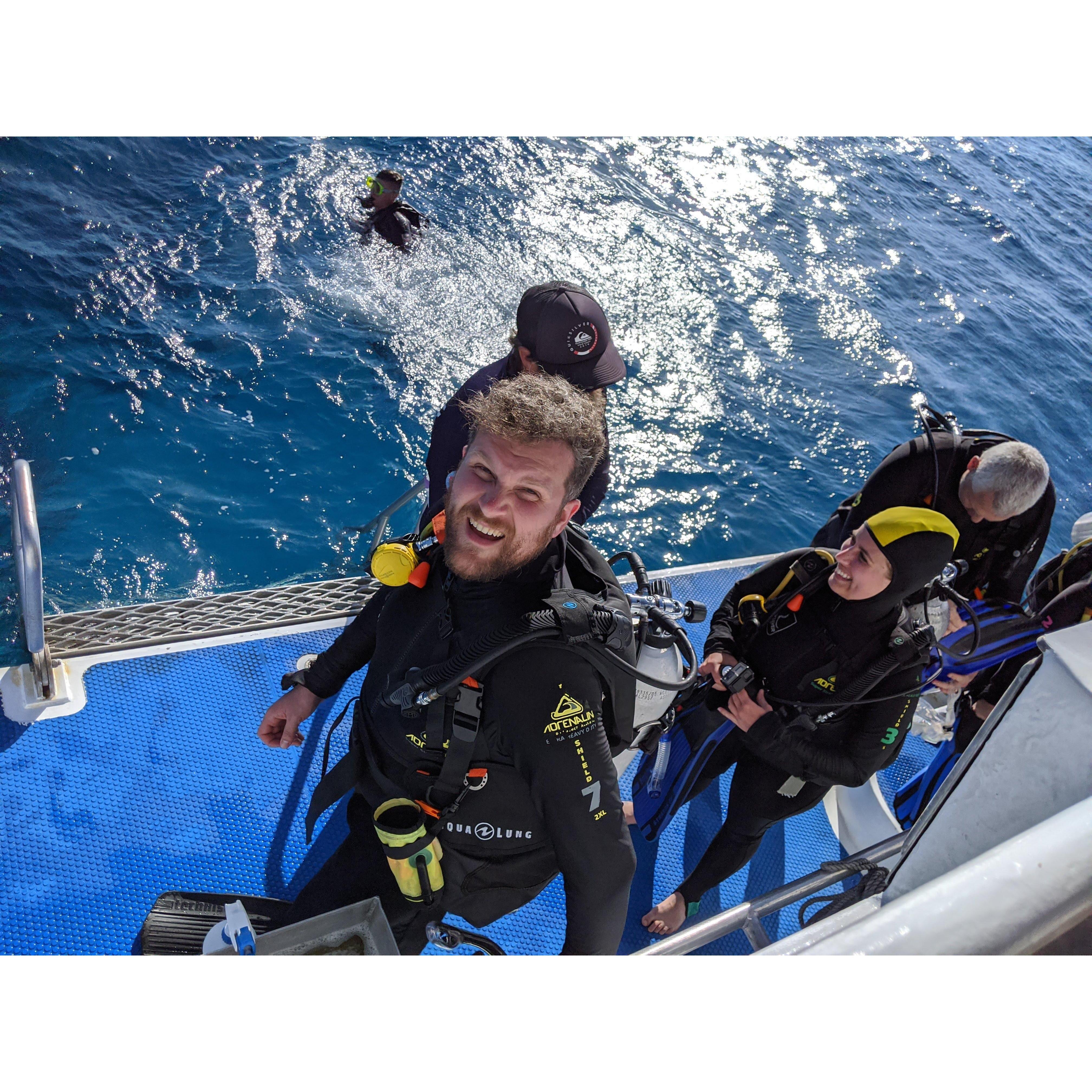 About to scuba dive at the Great Barrier Reef, 2019