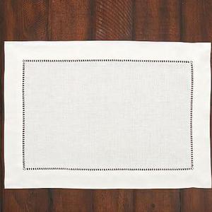 Linen Hemstitch Placemat, Set of 4 - White