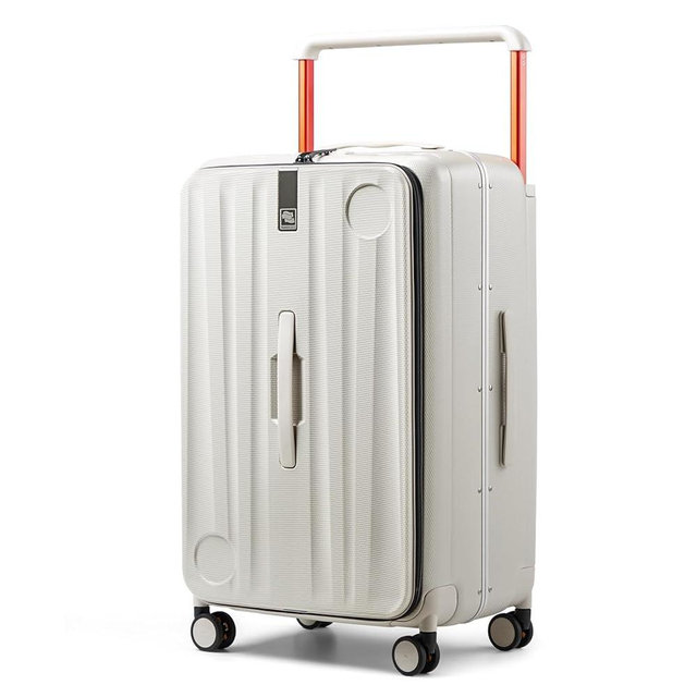 Hanke Multifunctional 26 Inch Hard Shell Suitcases with Wheels Tsa Approved Luggage Large Rolling Suitcase Checked Luggage for Women Men(Ivory White)