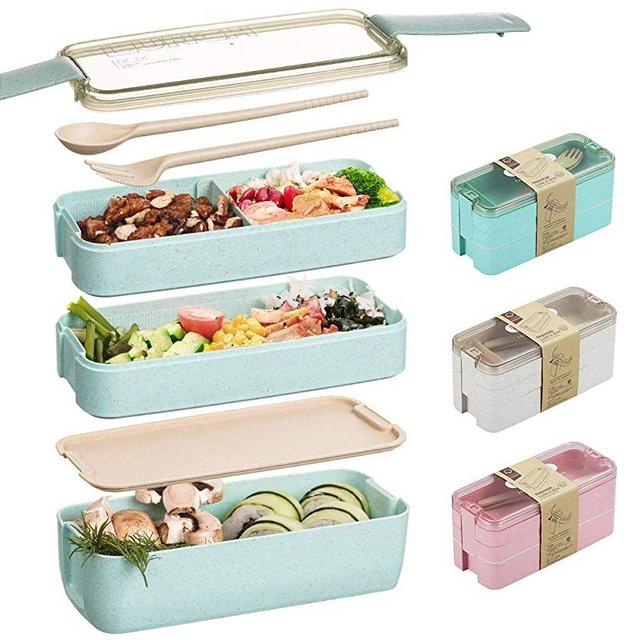 Edtsy Bento box for kids and adults with Dividers 1100 ml - Leakproof lunchbox with utensils - Lunch Solution Offers Durable, Leak-Proof, On-the-Go Meal and Snack Packing