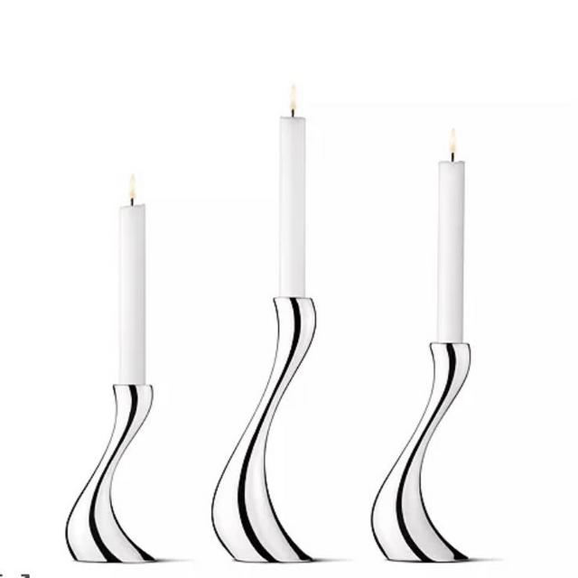 Georg Jensen - set of three Cobra candle holders