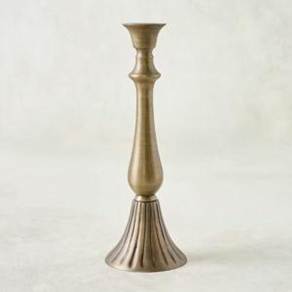 Faris Antiqued Brass Candleholder - Large