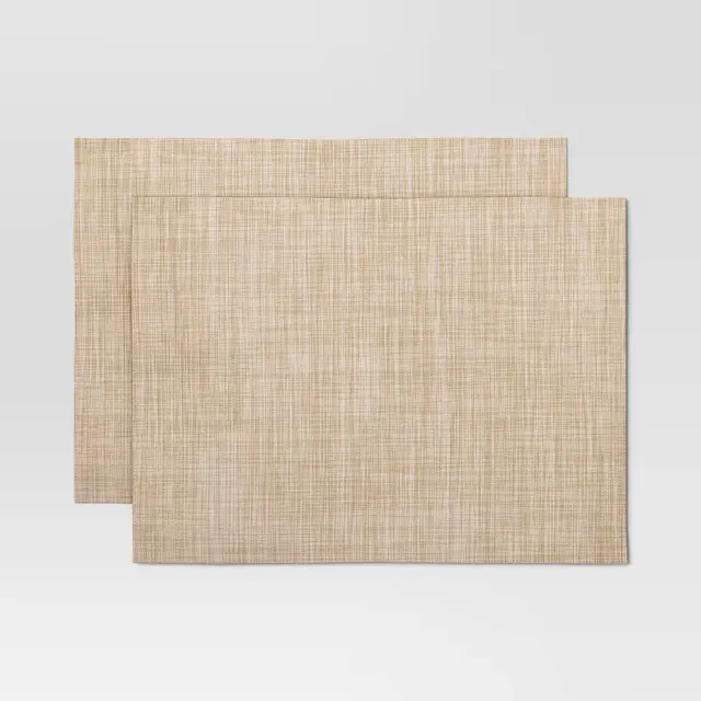2pk Placemat Tan Heathered Vinyl - Threshold™