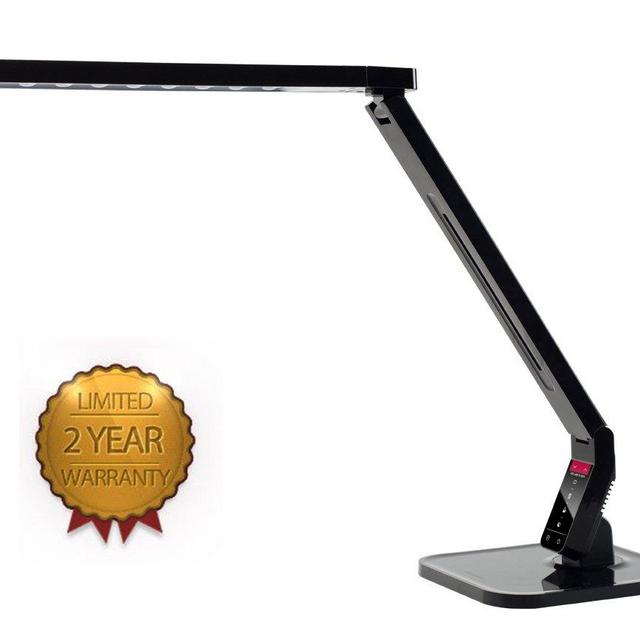 Softech - Natural Light Smart LED Lamp with Tilting Head -Black (4 Lighting Modes, 5-Level Dimmer, Touch-Sensitive Control Panel, 1-Hour Auto Timer, USB Charging Port, Mobile Device Charger)