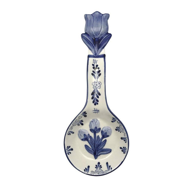 Ceramic Spoon Rests Delft Blue 3-D Tulip (8.5")