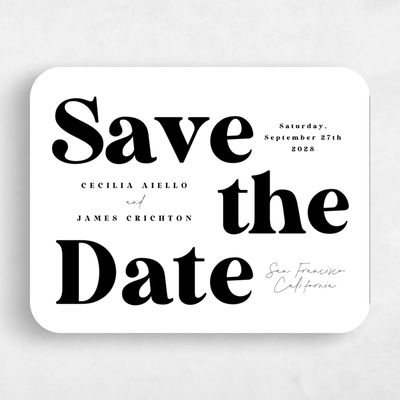White Rounded Wedding Save the Date - Bolduc Landscape