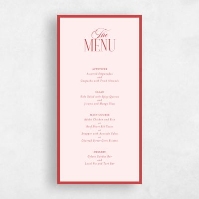 Lightest Blush, Pink Wedding Menu - Ford Portrait