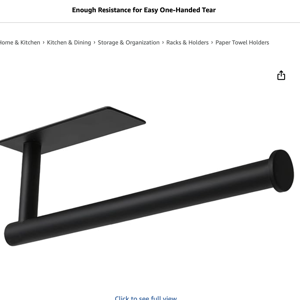 theaoo Paper Towel Holder - Under Cabinet Paper Towel Holder for Kitchen, Adhesive Paper Towel Roll Rack for Bathroom Towel, Wall Mounted Matte Black Paper Towel Rack, SUS304 Stainless Steel(1, Black)