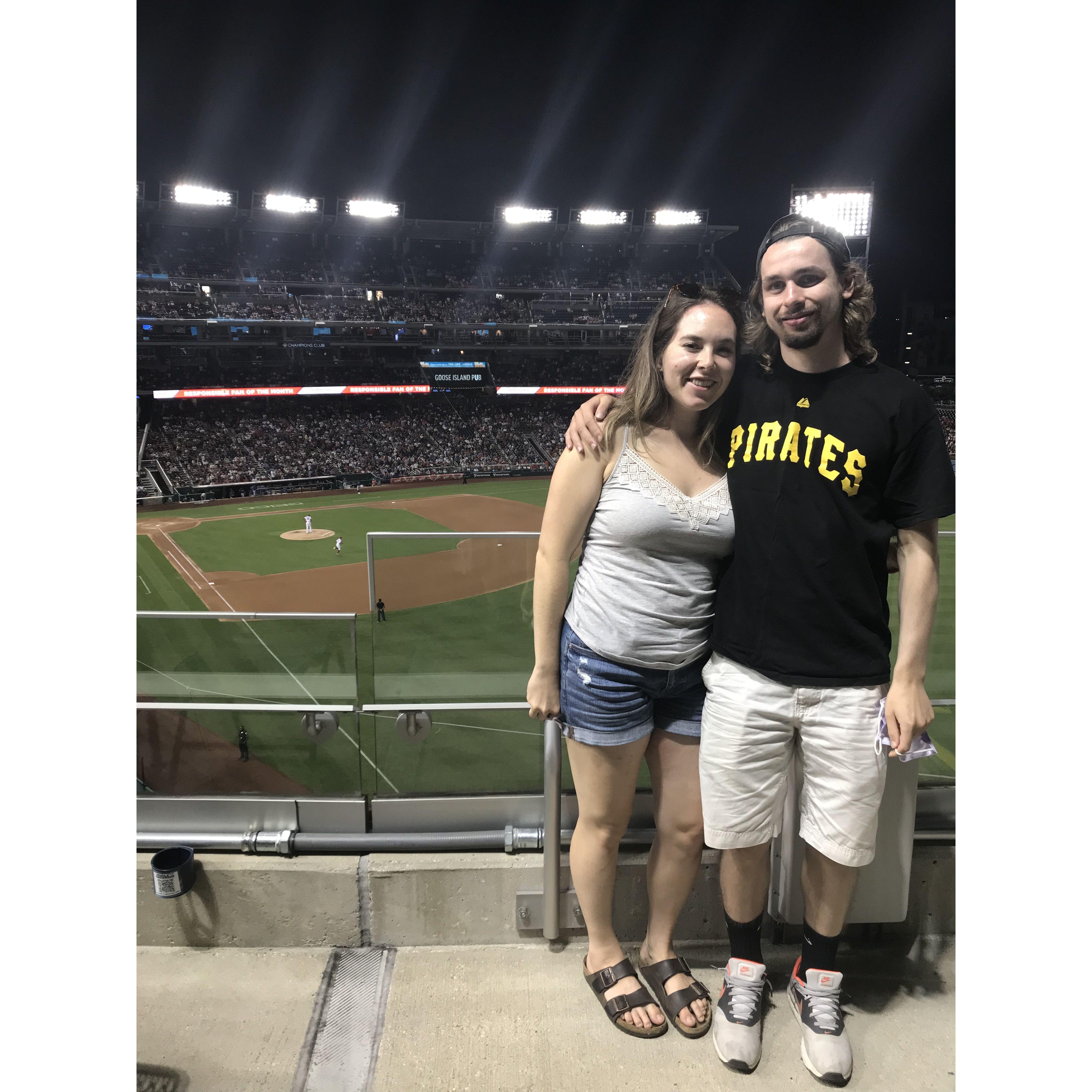 Olivia and Vince take in a Nationals game in Washington, D.C. in 2021.