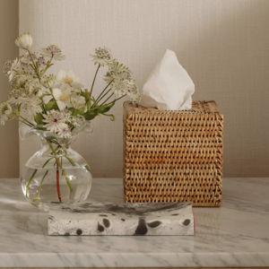 Rattan Square Tissue Box Cover, Natural
