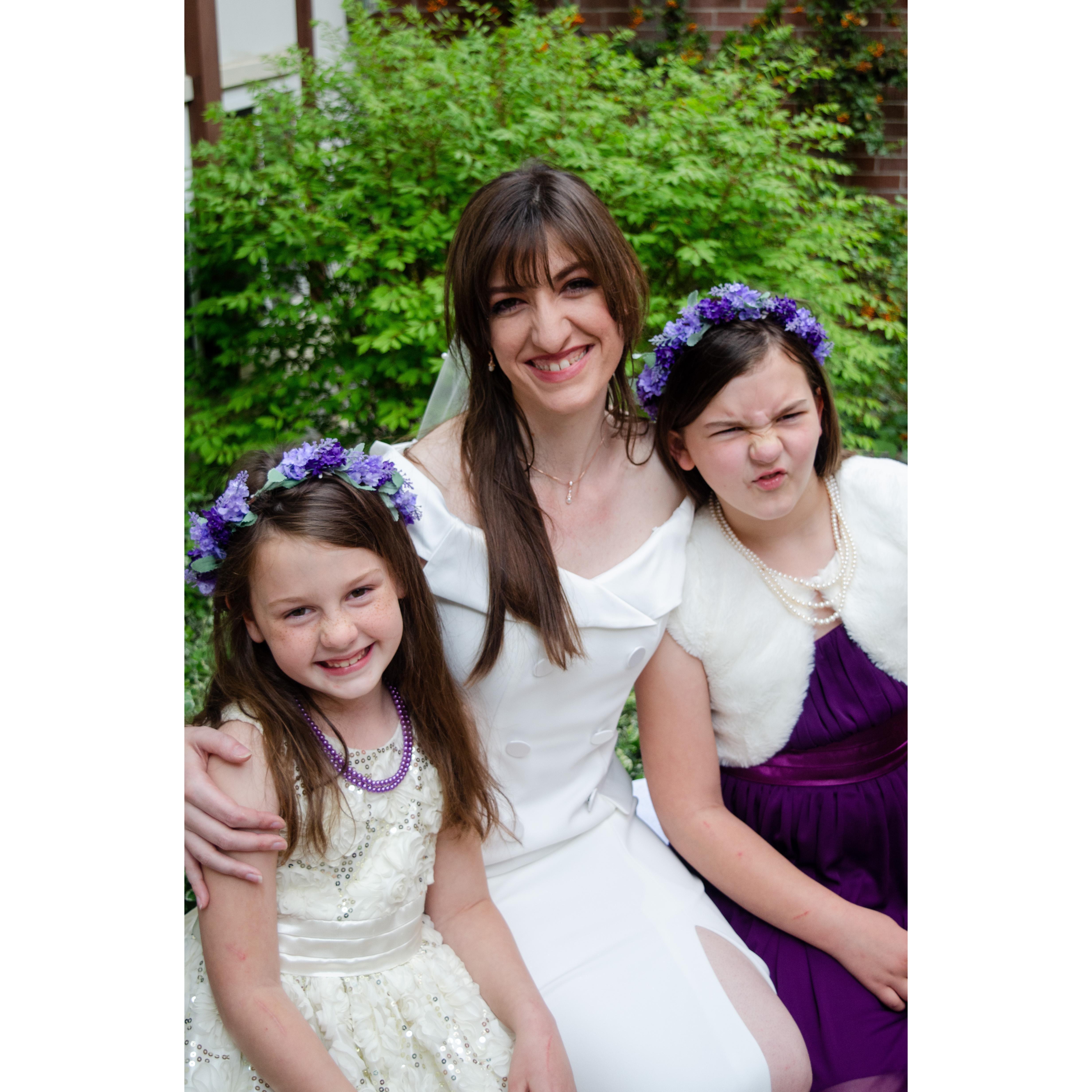 Maxine, Lizzy and Natalie having more fun in the courtyard.