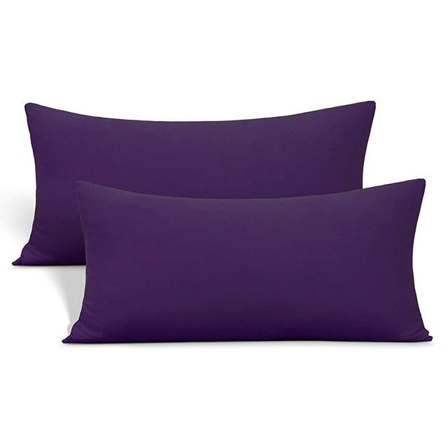 2-Pack Stretch Pillow Cases - Jersey Knit & Ultra Soft Envelope Closure Pillowcases T-Shirt Like Microfiber Blend - Suitable for 20x36/20x40 King Size Set of 2, Purple