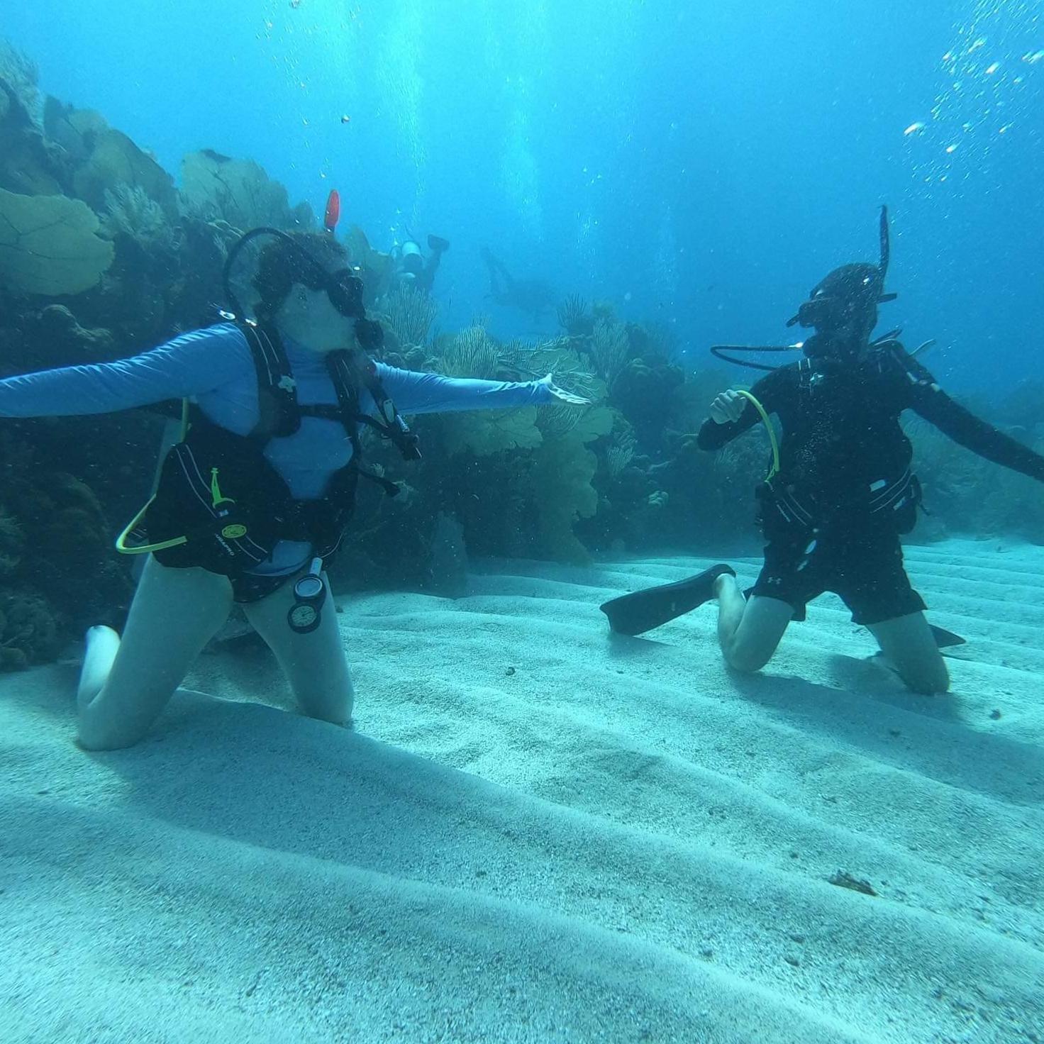 Getting our PADI certification in Utila, Honduras