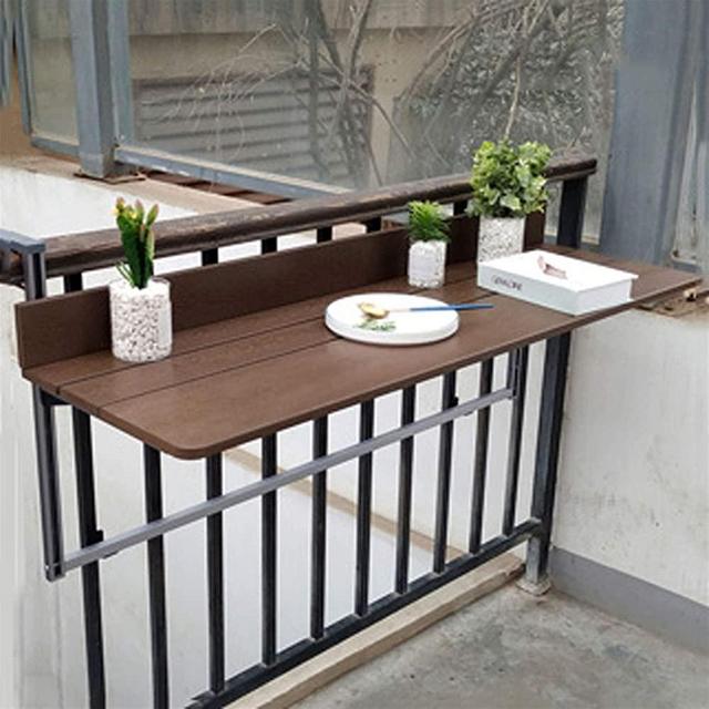 Ailj Balcony Railing Hanging Table Folding Balcony Deck Table, Adjustable Wall-Mounted Balcony Bar Table Railings for Patio, Garden, Outdoor Indoor