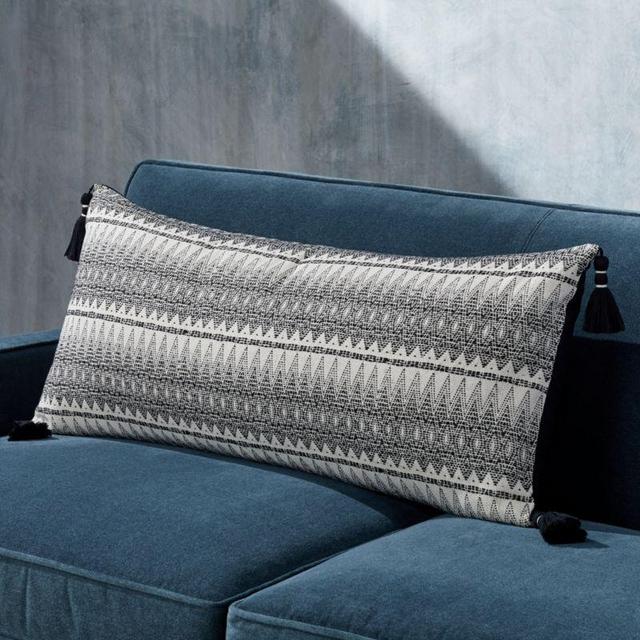 Leon Tassel Lumbar Pillow with Feather-Down Insert