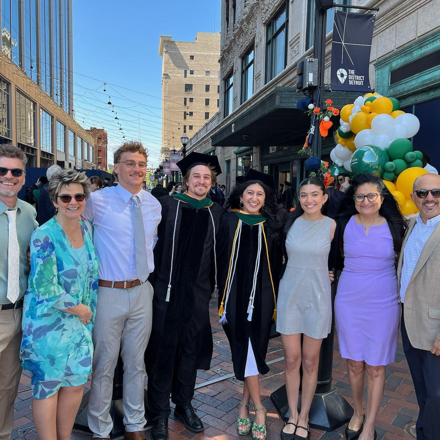 Graduation with both of our families! We are so lucky to have their support.