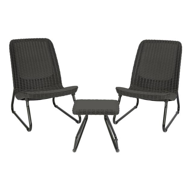 Rio All-Weather Patio Garden Conversation Set 3pc Gray - Keter