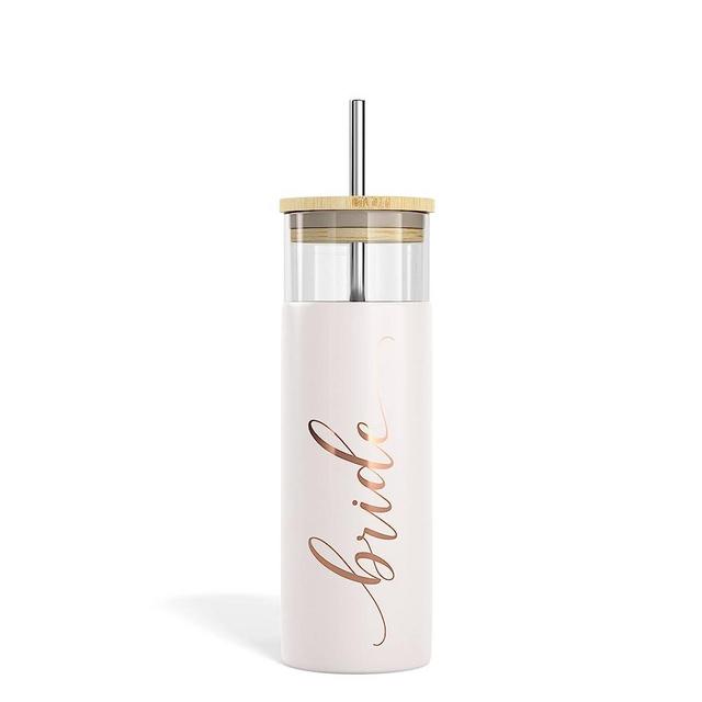 Bride to Be Iced Coffee Tumbler with Bamboo Lids and Straws | 20 oz Mason Jar Cups & Iced Coffee Cup | Bridesmaid Proposal Gifts, Bridal Shower, Bachelorette Party Supplies & Bride Tribe - Bride