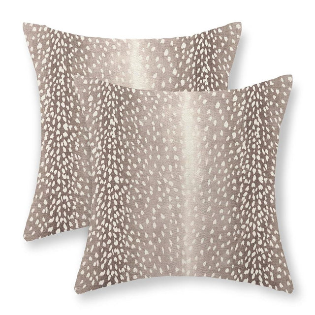 Yxuiyal Antelope Print Pillow Covers 18x18 Inches Pack of 2,Brown Animal Skin Print Throw Pillow Covers Boho Modern Abstract Decorative Pillowcase Farmhouse Cushion Cover for Home Sofa Outdoor Decor