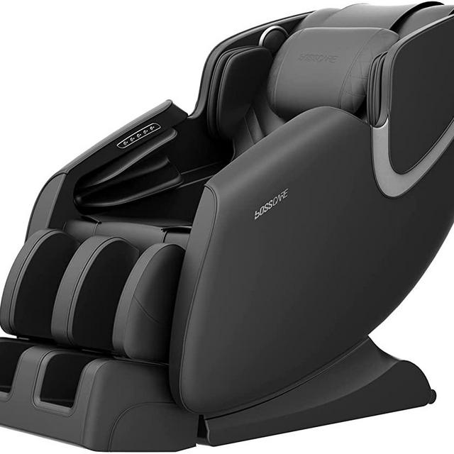 BOSSCARE Massage Chair Recliner with Zero Gravity Airbag Massage Bluetooth Speaker Foot Roller Black