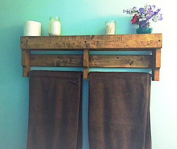 Rustic Towel Rack / Pallet Towel Rack / Towel Holder / Bathroom Shelf