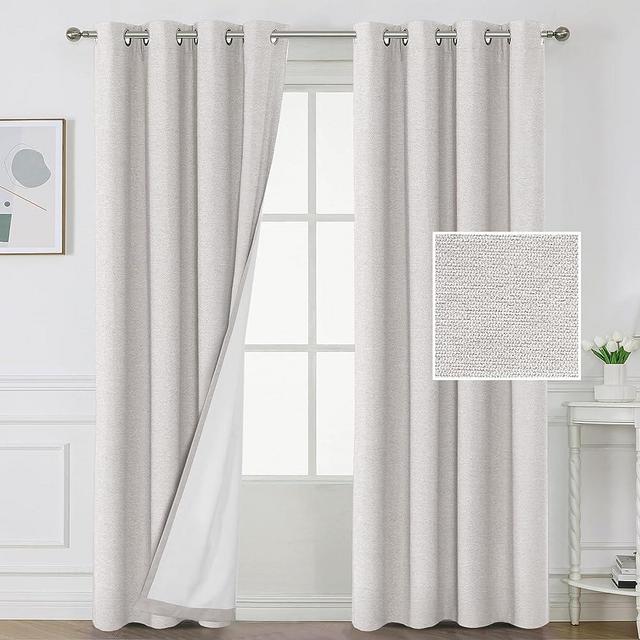H.VERSAILTEX 100% Blackout Curtains for Bedroom Thermal Insulated Linen Textured Curtains Heat and Full Light Blocking Drapes Living Room Curtains 2 Panel Sets, 52x96 Inch, Cloud