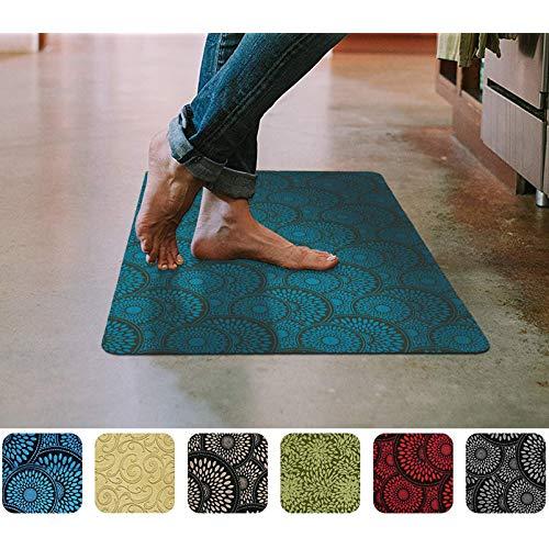 Blue Floor Mat Ultra-Thin Kitchen Rug with Non Slip Rubber Backing 35x 23in - Entry Rugs - Washing Machine Safe