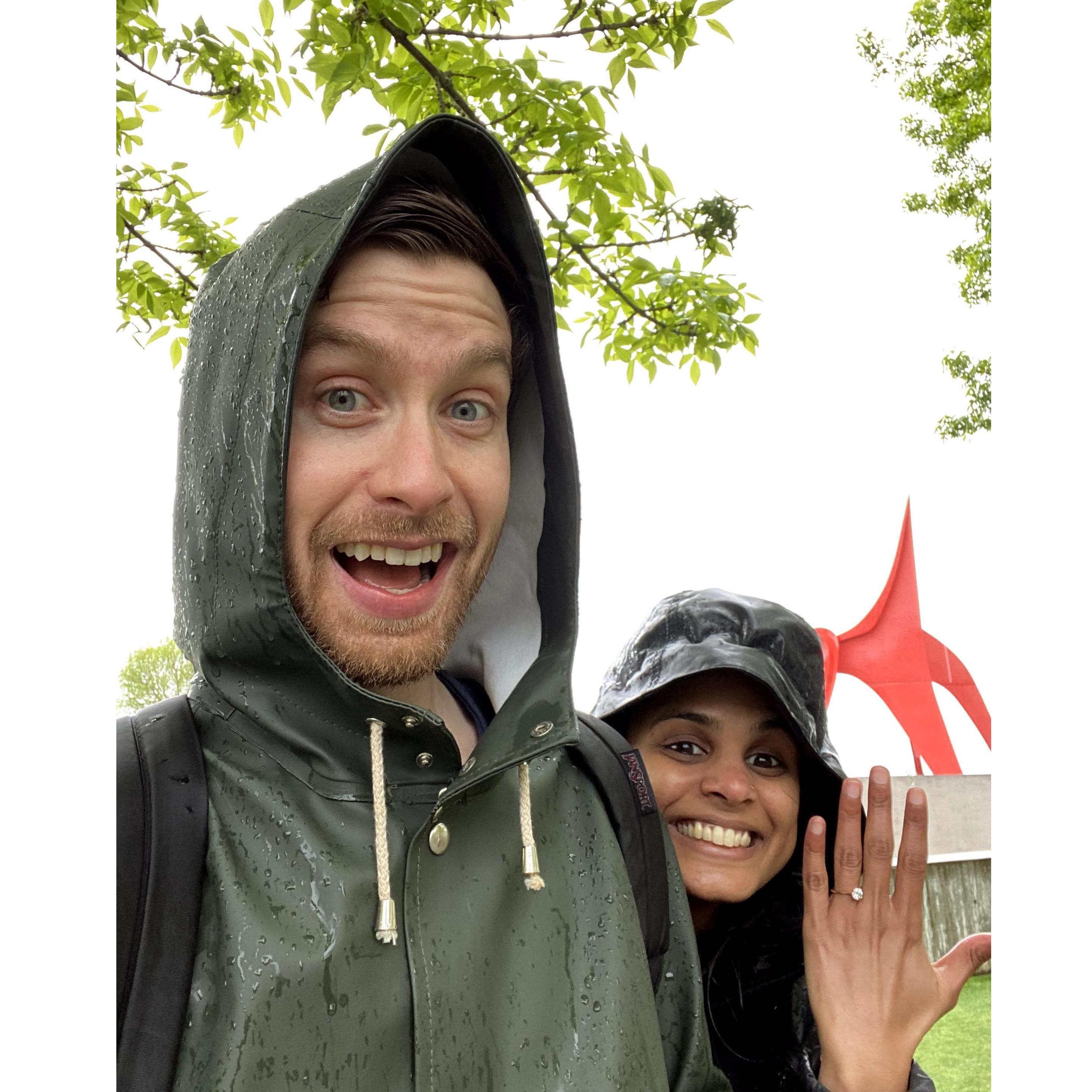 Engagement day! We went on a walk to the Olympic Sculpture Park and it started pouring.