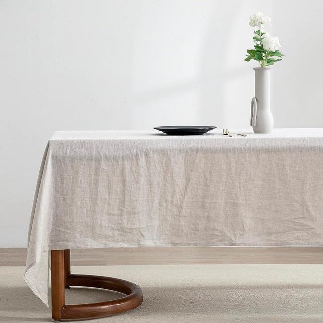EVERLY 100% Pure Linen Rectangle Tablecloths 60x108Inches for Dining,Buffet Parties,Picnic,Events,Weddings and Restaurants,Decorative Halloween,Thanksgiving Machine Washable Tablecloths-Natural Linen