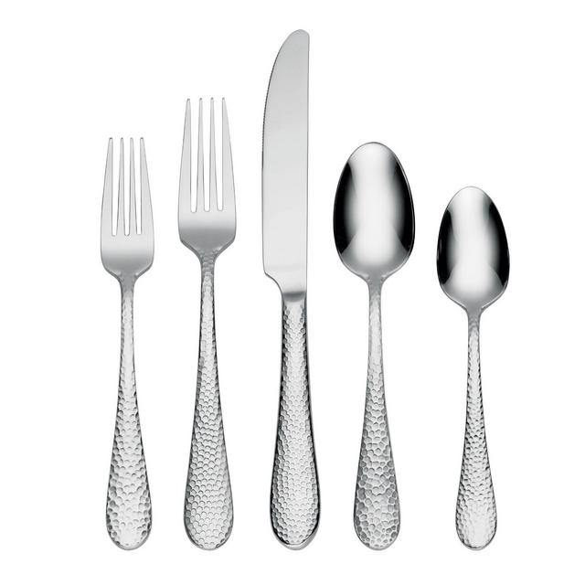 Oneida 45pc Stainless Steel Tibet Hammered Flatware Set