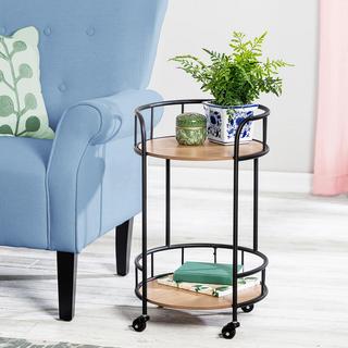 2-Tier Rolling Side Table With Wheels