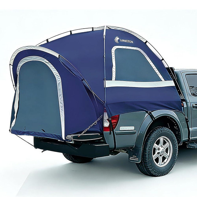 Lanceton Pickup Truck Tent, Fit 5.5-6, 6.5ft Truck Bed, Waterproof PU3000 high Density Polyester Oxford, Windproof Pole and Insect-Prevention Double Layer Mesh Window & Door, Unique Rear Window Pipe