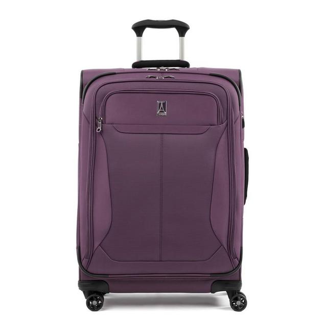 Travelpro Tourlite Softside 25" Expandable Luggage with 4 Spinner Wheels, Lightweight Suitcase, Checked Medium, Deep Purple