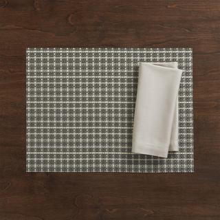 Windowpane Grey Vinyl Placemat, Set of 4