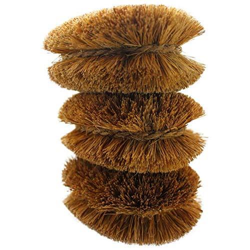 Pack of 3 Tawashi Vegetable Brushes Natural Coconut Fiber, Japanese Design, Ideal for Fruits, Veggies and Household use with Wire Hanging Loop