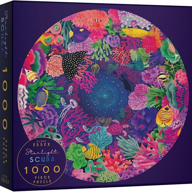 Elena Essex Puzzles for Adults 1000 Pieces - Starlight Scuba | 1000 Piece Puzzles for Adults | Jigsaw Puzzles | Colourful Coral Reef Ocean Sea Puzzle | Round Puzzles 26.5 inches Diameter