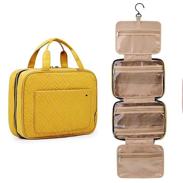 BAGSMART Toiletry Bag Travel Bag with Hanging Hook, Water-resistant Makeup Cosmetic Bag Travel Organizer for Accessories, Shampoo, Full Sized Container, Toiletries