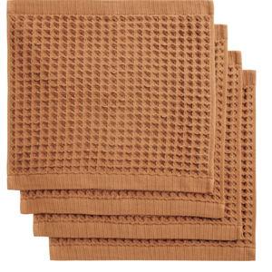 White Waffle Weave Cotton Washcloth 4 Pack, in Hazel