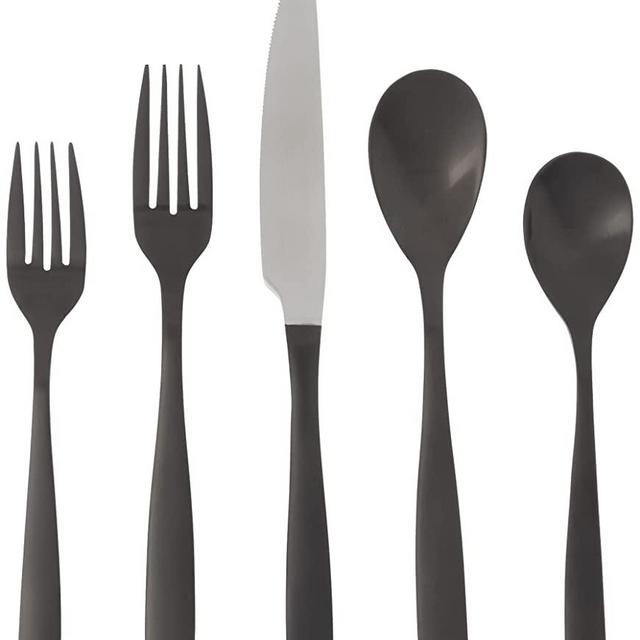 Mikasa Delano Black Satin 20-Piece Stainless Steel Flatware Set, Service for 4
