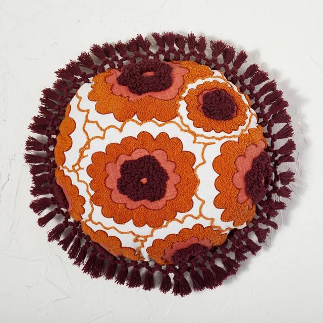 Embroidered Floral Round Throw Pillow - Opalhouse™ designed with Jungalow™