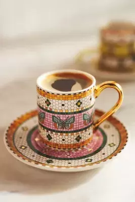 Bistro Garden Tile Espresso Cup & Saucer