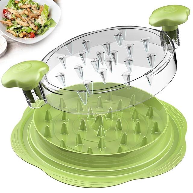 SURETIVIAN Chicken Shredder Large Chicken Breast Shredder Tool Twist with Brush&Fork, Visible Meat Shredder Machine, Anti-Slip Strip, Ergonomic Handle, BPA Free, Pork Beef Chicken(Matcha)