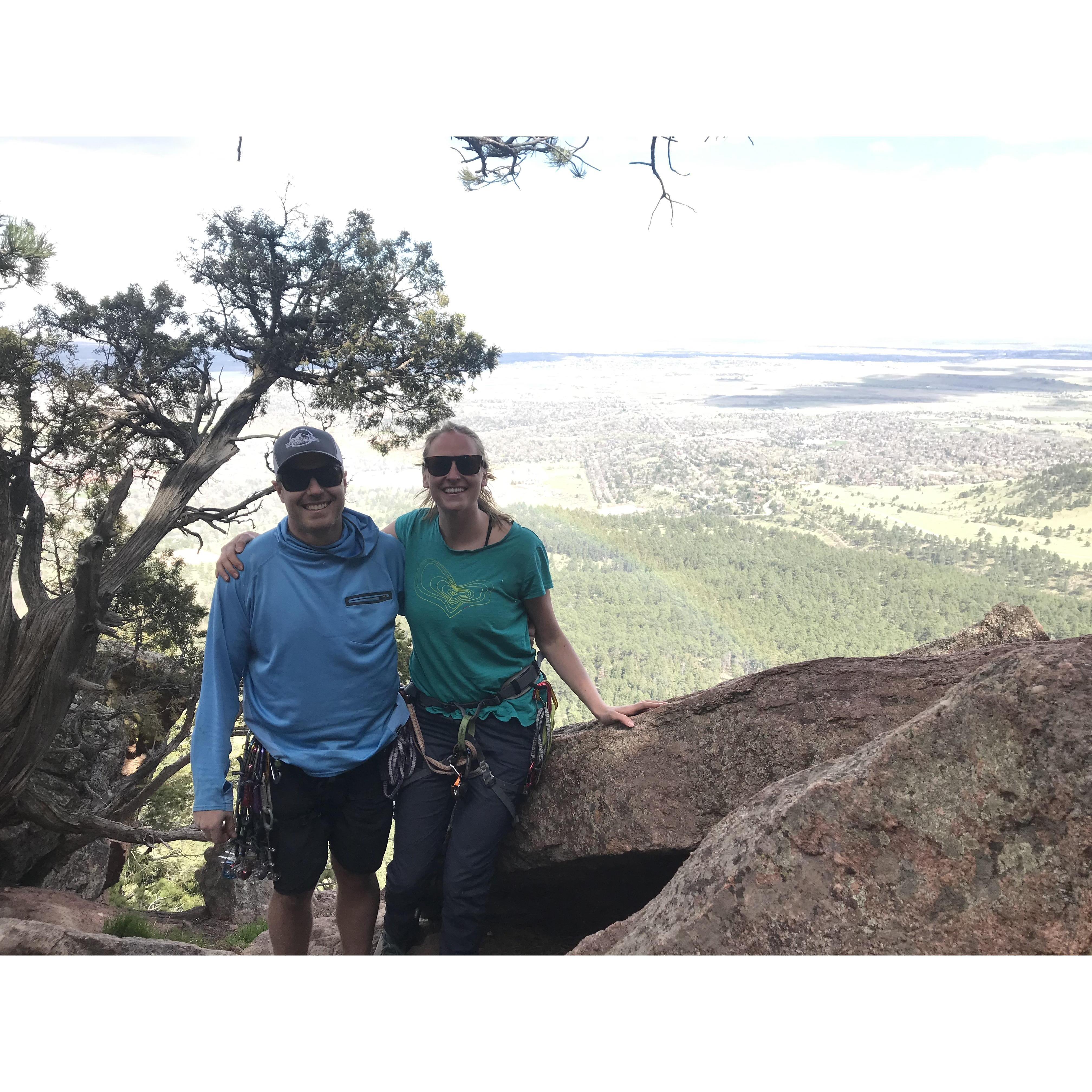 Will took Katie rock climbing for the first time- Boulder, CO
