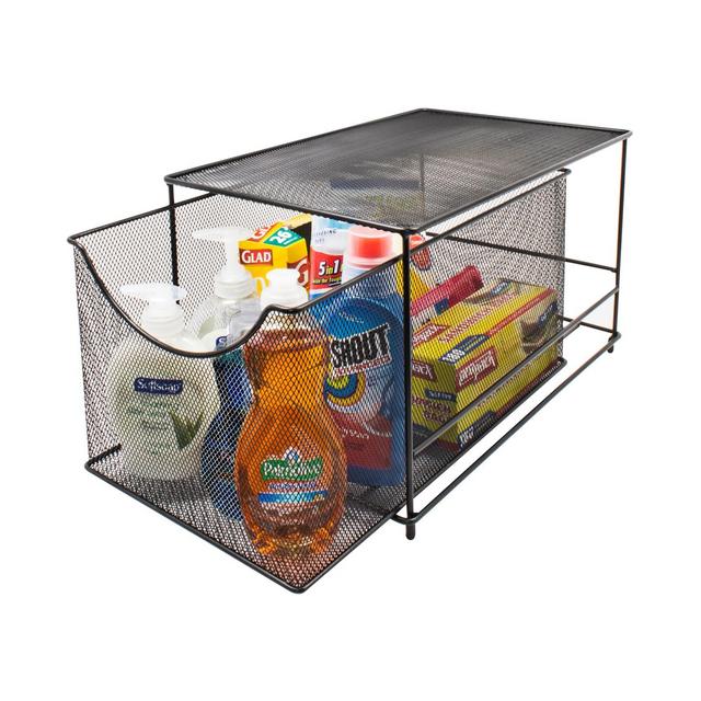 Sorbus Metal Mesh Cabinet Organizer with Pull-Out Drawers—Ideal for Countertop, Cabinet, Pantry, Under the Sink, Desktop and More