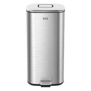 Eko - EKO 93883-1 Square 8.4 Gallon Stainless Steel Step Trash Can with Lid | 32 Liter Metal Waste Bin