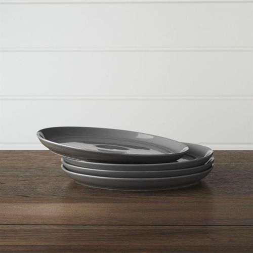 Crate&Barrel Hue Dark Grey Salad Plates - Set of 6