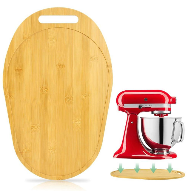 Mixer Slider Compatible with Kitchen aid Bowl Lift 5-8 Qt Stand Mixer - Kitchen Countertop Storage Mover Sliding Caddy for Kitchen Aid 5-8 Qt Mixer (5.5-8 Qt with handle-Natural)