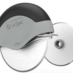 Pizza Cutter | Premium Edition Slicer | 2 Sharp Blades | Round Soft Grip, Safety Cover & Stainless Steel Wheel | Cut, Slice and Clean with Ease (UpGood Kitchen Gadgets, Pitch Black)