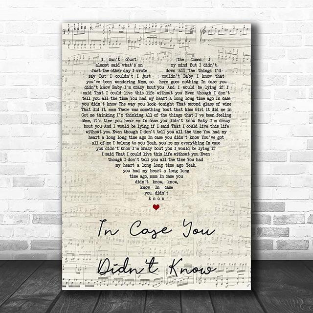 in Case You Didn't Know Script Heart Song Lyric Quote Music Poster Gift Present Art Print