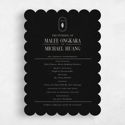Black Scalloped Wedding Program - St Lucia